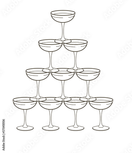 pyramid of champagne glasses