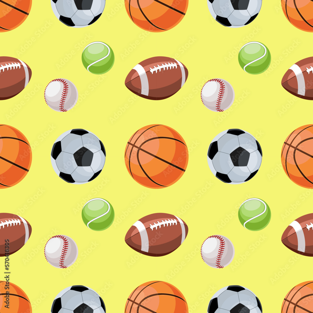 Seamless vector pattern with different sort balls in flat technique Seamless vector pattern with different sort balls in flat technique