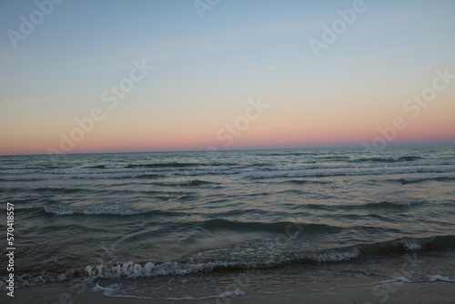 Sunset at beach of Senigallia at the Adriatic Sea  Ancona Italy