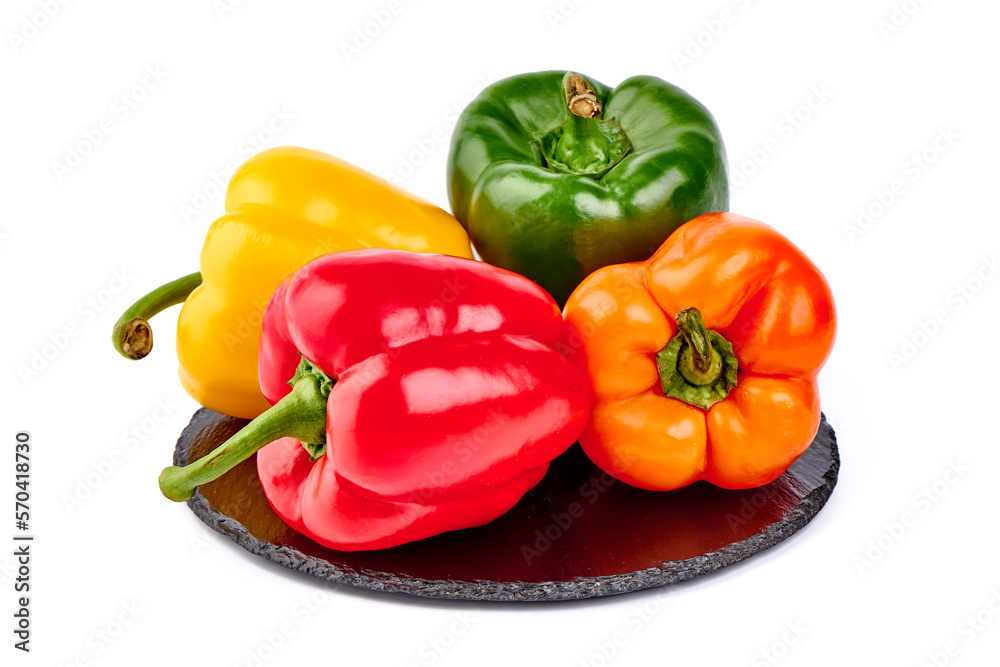 Bell pepper mix, isolated on white background.
