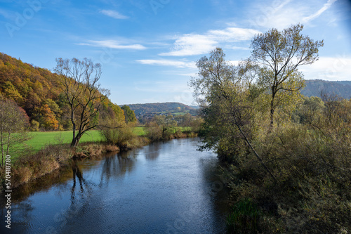 River landscape - The river Eder in a green landscape