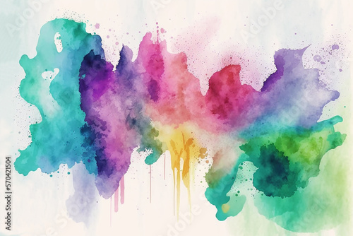 Colored splashes on white background iridescent spots. Generative AI © Irina