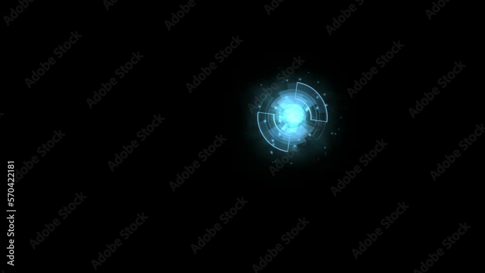 Special effect in the form of moving rings with a cube in the center on a black background Special effect in the form of moving rings with a cube in the center on a black background