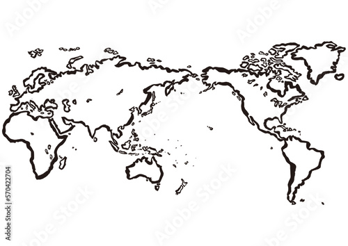 筆で描いた世界地図のベクター素材