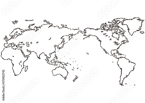 筆で描いた世界地図のベクター素材