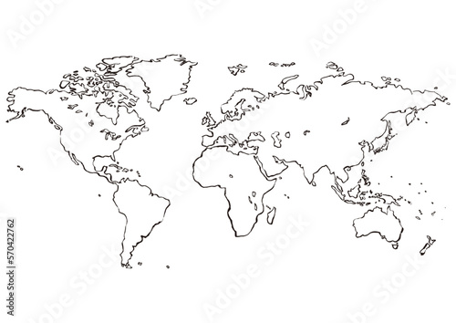 筆で描いた世界地図のベクター素材