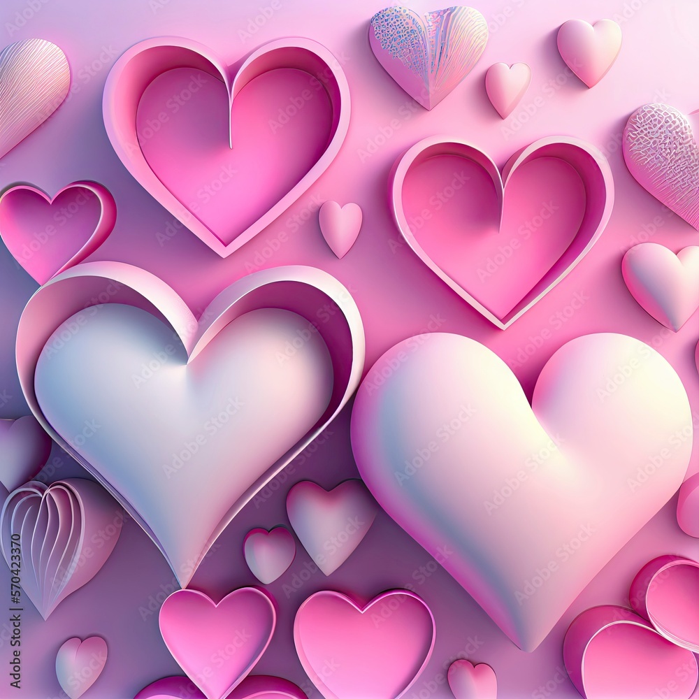 Valentine background with hearts. AI generated 