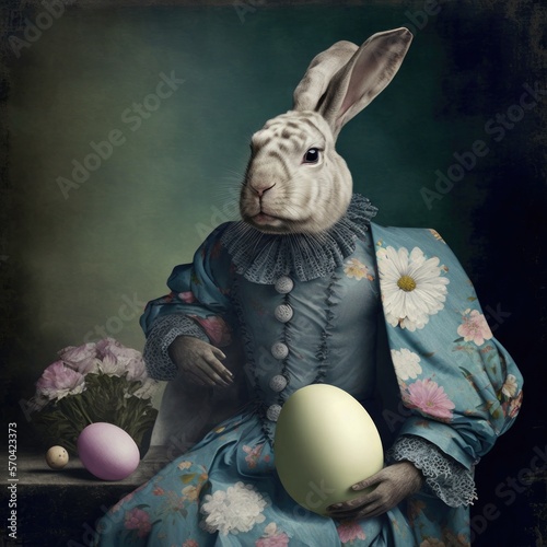 Bunny with a dress and a easter egg