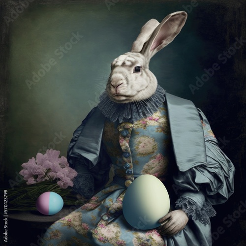 Bunny with a dress and a easter egg