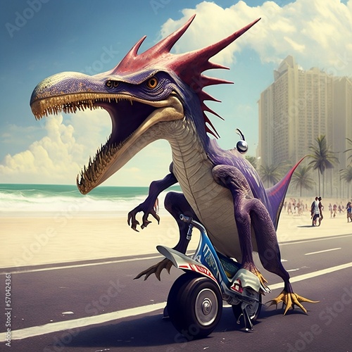 Dinosauro su uno scooter
 photo