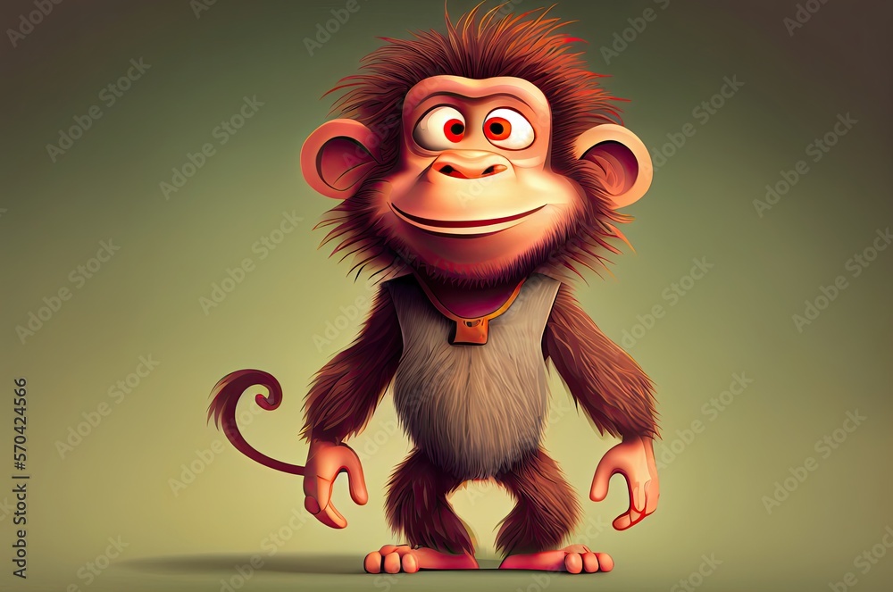 Fototapeta premium Baboon Adorable Caricature Generative AI