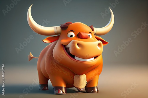 Bull Cuddly Illustration Generative AI