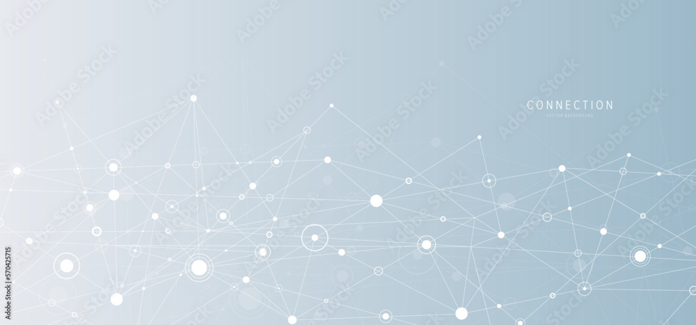 Network background. Connections with points, lines, and people icons. Vector technology background