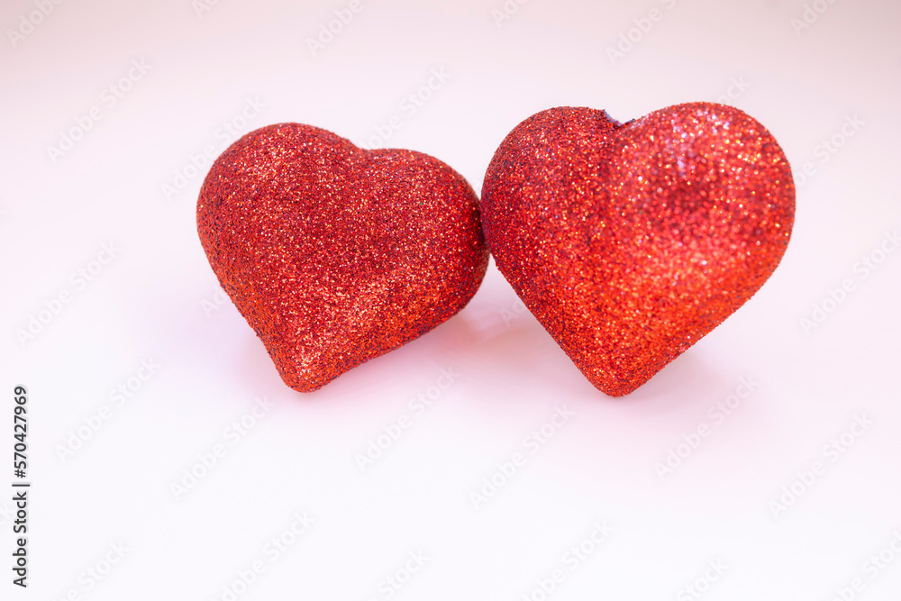 two hearts shape on the plain background