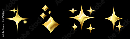 3d gold stars on. black background emoji style stars set collection