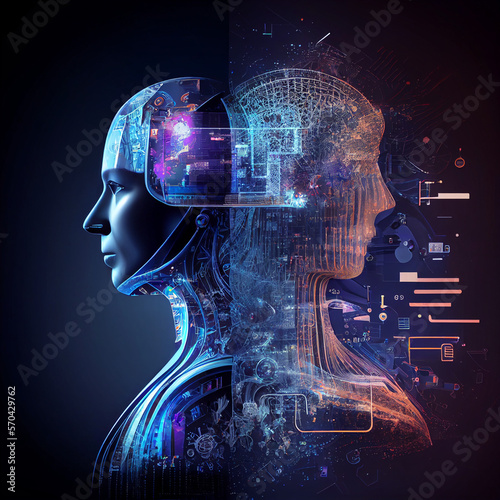 AI learning and business artificial intelligence, contemporary, concept transformation and technology adoption in company in the digital era, improving global business capabilities 8k Ultra-Realistic