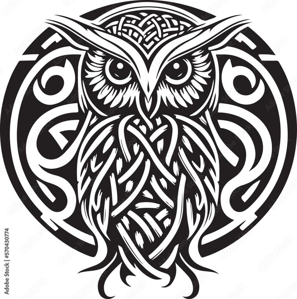 Black and white line art of owl head. Good use for symbol, mascot, icon, avatar, tattoo,T-Shirt design, logo or any design.
