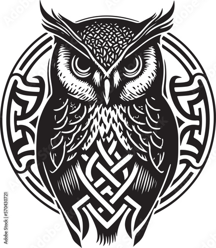 Black and white line art of owl head. Good use for symbol, mascot, icon, avatar, tattoo,T-Shirt design, logo or any design.