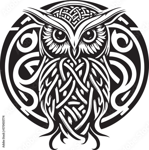 Black and white line art of owl head. Good use for symbol, mascot, icon, avatar, tattoo,T-Shirt design, logo or any design.
