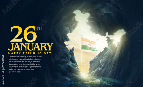 26 January- Happy Republic Day of India celebration. 3d illustration
