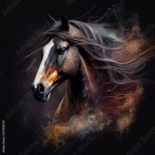 Wild Horse - Trendy - Vector Graphics - AI Generated
