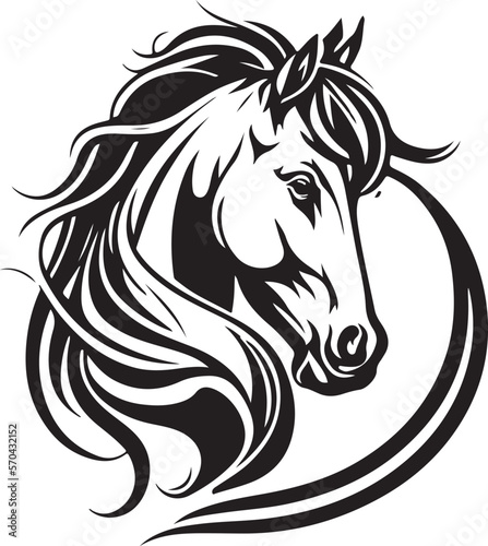 Vector silhouette of a horses head with ornament