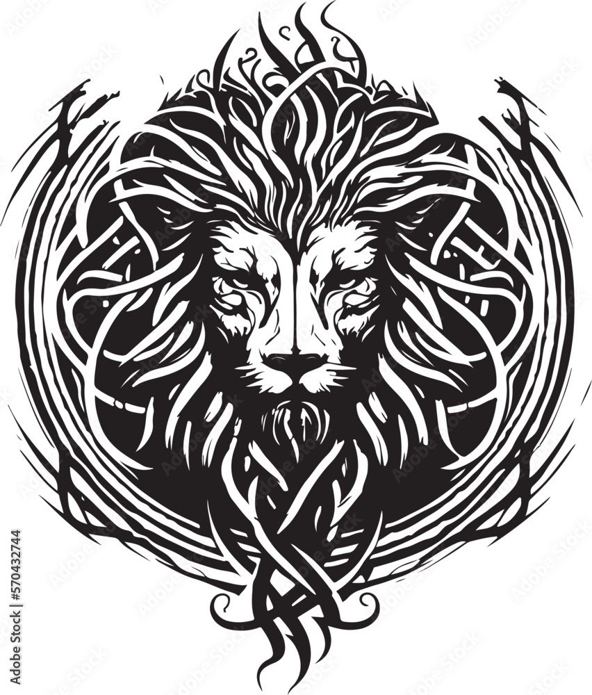 Lion ethnic graphic style with celtic ornaments. Vector illustration Lion ethnic graphic style with celtic ornaments. Vector illustration