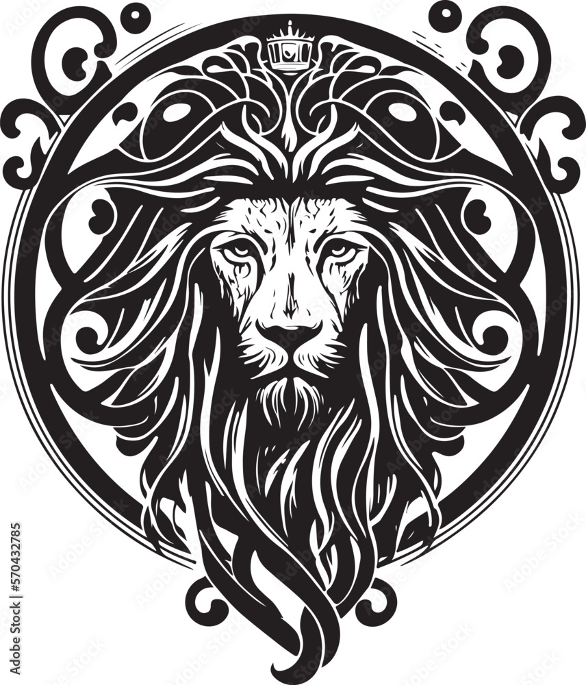 Obraz premium Lion ethnic graphic style with celtic ornaments. Vector illustration