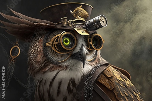 steampunk owl, ai