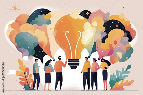 Open communication and free thoughts sharing person concept, business teamworkb ideas, brain storming, ai