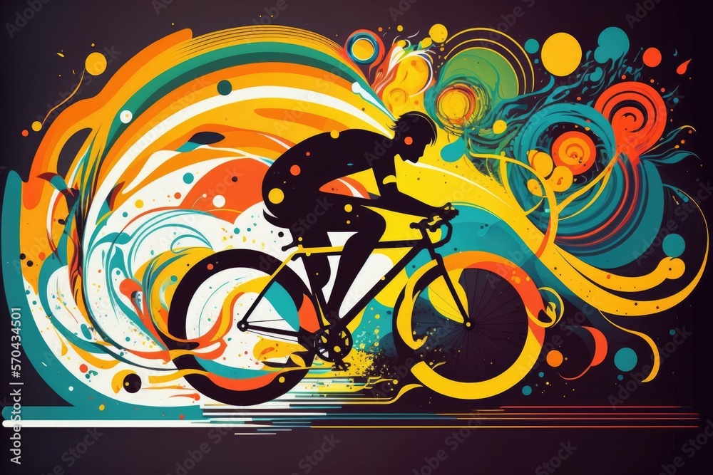 Fototapeta premium Colorful cycling background, cycling poster with colorful background, ai