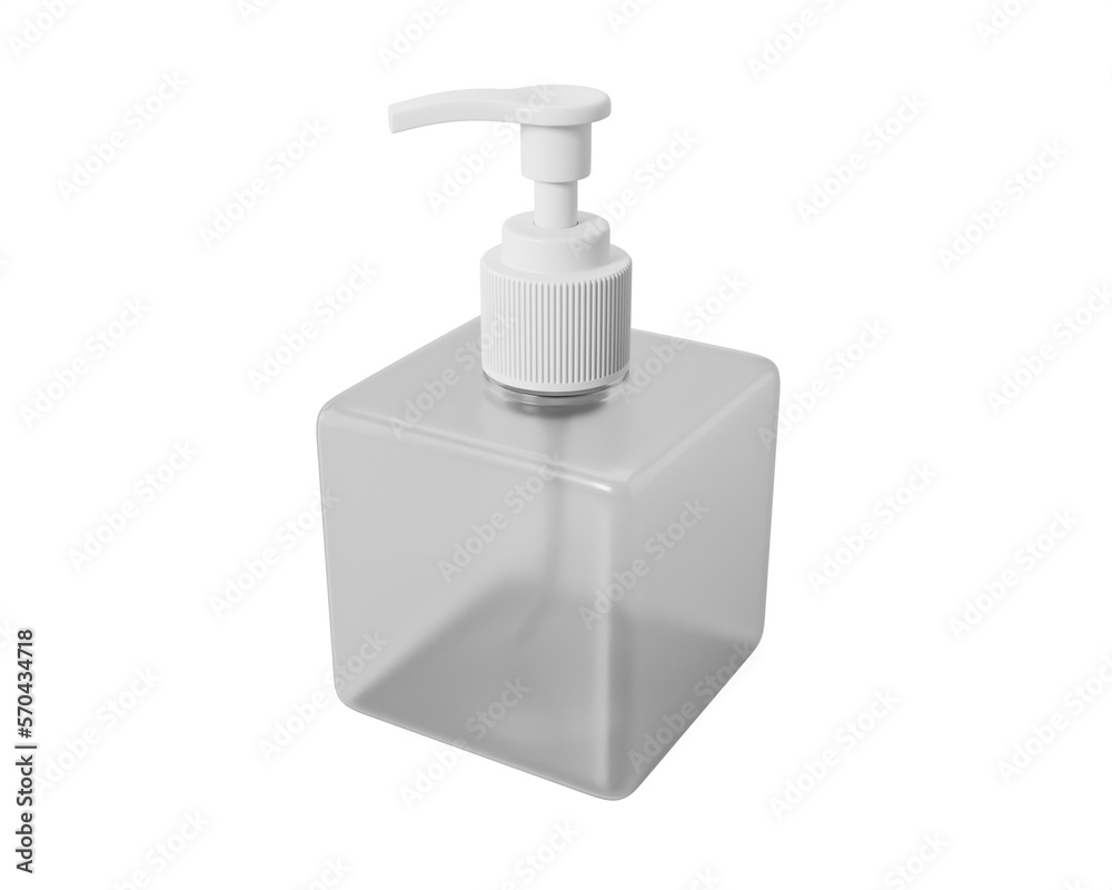 Fototapeta premium Soap Dispenser Square Bottle packaging isolated on transparent background, prepared for mockup, 3D render.