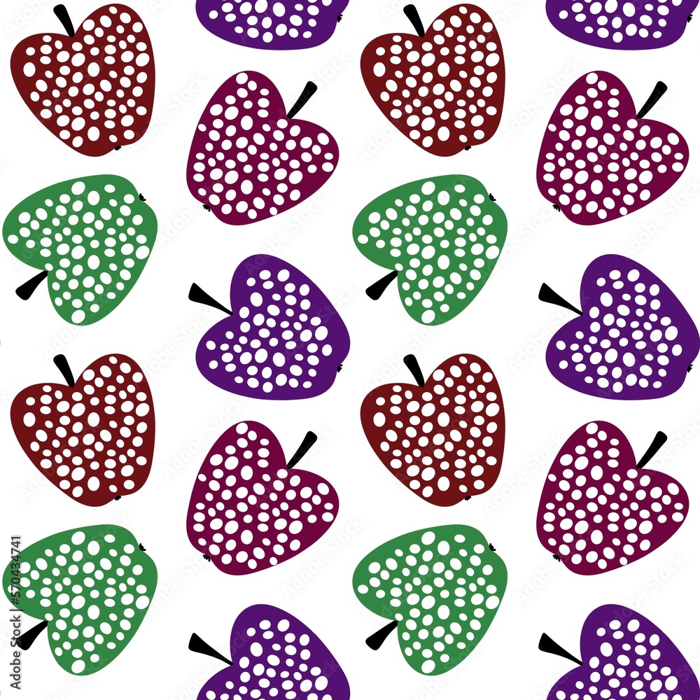 Cartoon fruit seamless apples and polka dots pattern for wrapping paper and kids clothes print and fabrics Cartoon fruit seamless apples and polka dots pattern for wrapping paper and kids clothes print and fabrics