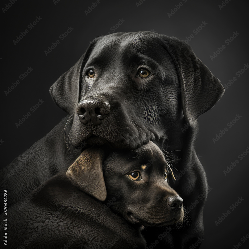 Labrador Retriever and Puppy