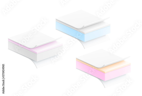 Realistic four-layer material set. Great base for infographics. Vector illustration isolated on white background. The illustration will present the product consisting of four layers. EPS10.	