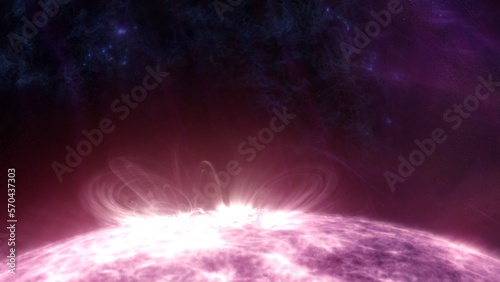 Photography Super massive white star erupting solar flares close-up