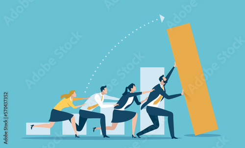 The team is working together to achieve a goal. Business concept vector illustration