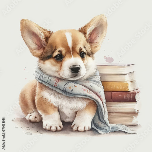 Generative AI dog Pawster is a puppy illustration childrenbook character