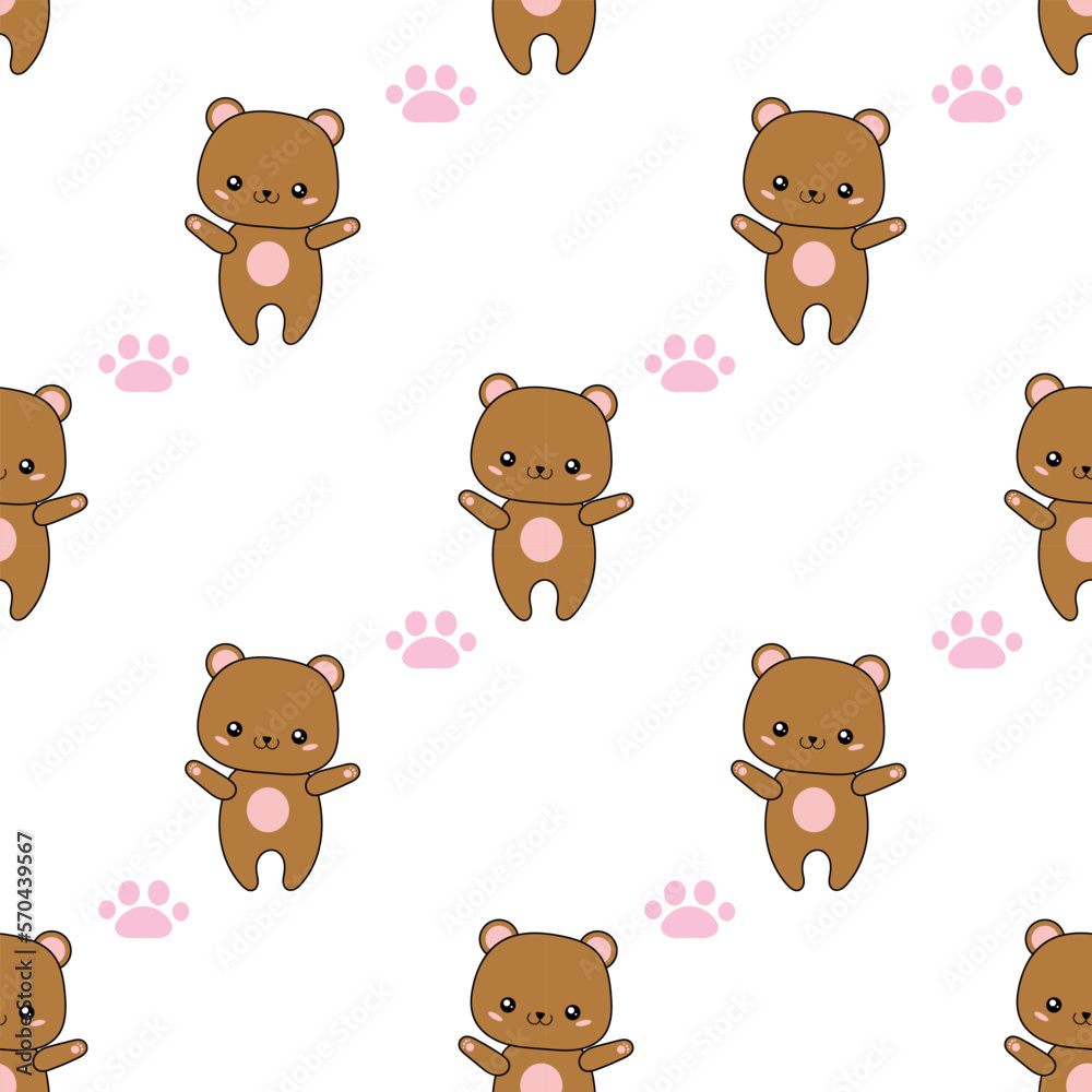 Cute adorable bear character - seamless pattern Cute adorable bear character - seamless pattern