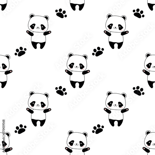 Cute adorable panda bear character - seamless pattern