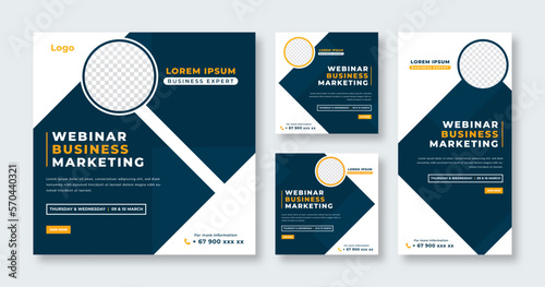 Webinar Business Conference Social Media Post for Online Marketing Promotion Banner, Story and Web Internet Ads Flyer