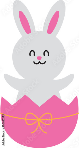 Easter bunny hatched from an egg vector flat image. © LifeisticAC