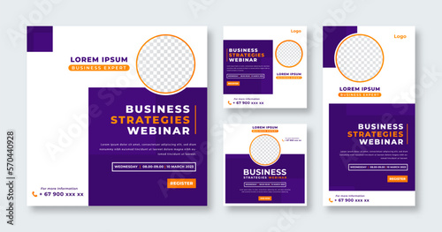 Webinar Business Conference Social Media Post for Online Marketing Promotion Banner, Story and Web Internet Ads Flyer