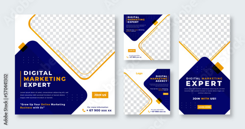 Business Digital Marketing Agency Social Media Post for Online Marketing Promotion Banner, Story and Web Internet Ads Flyer