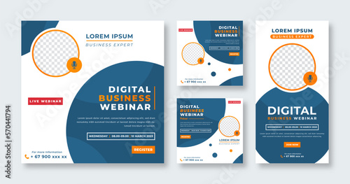 Business Podcast Social Media Post for Online Marketing Promotion Banner, Story and Web Internet Ads Flyer