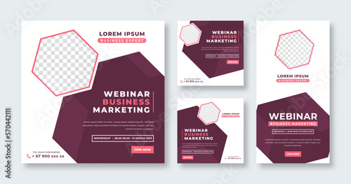 Webinar Business Conference Social Media Post for Online Marketing Promotion Banner, Story and Web Internet Ads Flyer