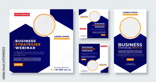 Webinar Business Conference Social Media Post for Online Marketing Promotion Banner, Story and Web Internet Ads Flyer