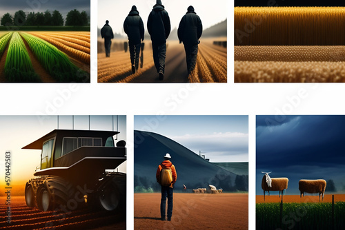 HOMBRES TRABAJANDO EN EL CAMPO, CHACRA, AGRICULTORES O COMPESINOS CULTIVANDO Y TRABAJANDO EN LA TIERRA. CONCEPTO DE DIA DEL TRABAJO
