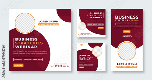Webinar Business Conference Social Media Post for Online Marketing Promotion Banner, Story and Web Internet Ads Flyer