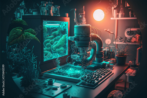 Biology laboratory background genarative AI photo